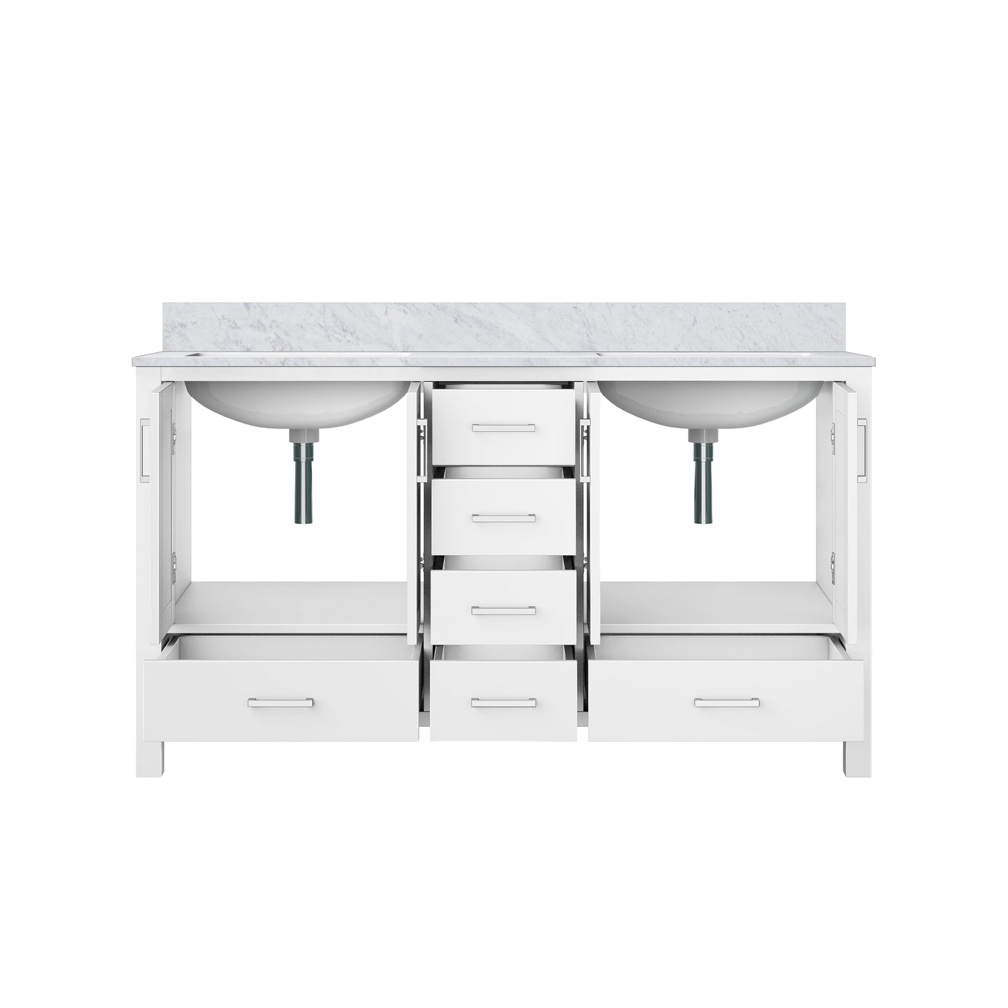Jacques 60 in. W x 22 in. D White Double Bath Vanity
