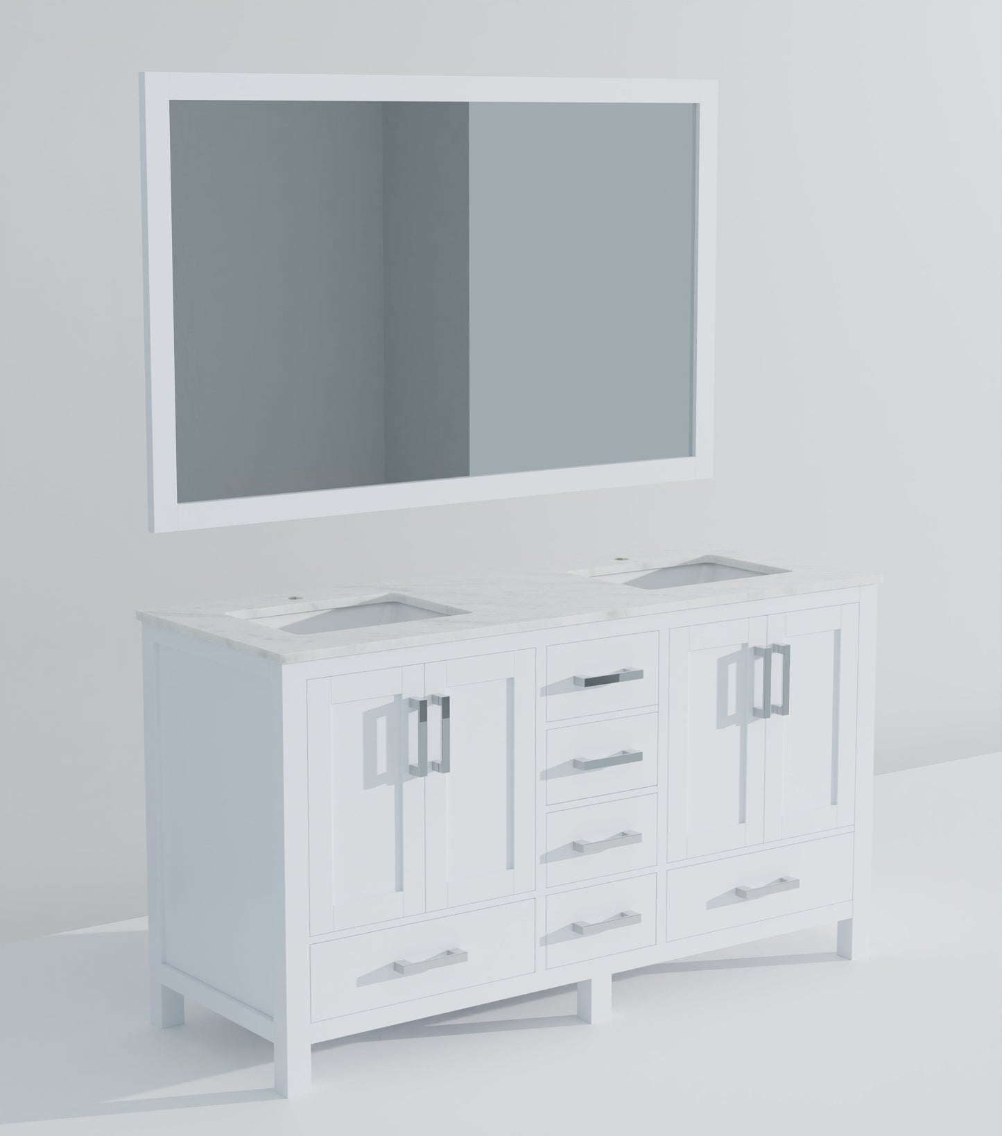 Jacques 60 in. W x 22 in. D White Double Bath Vanity