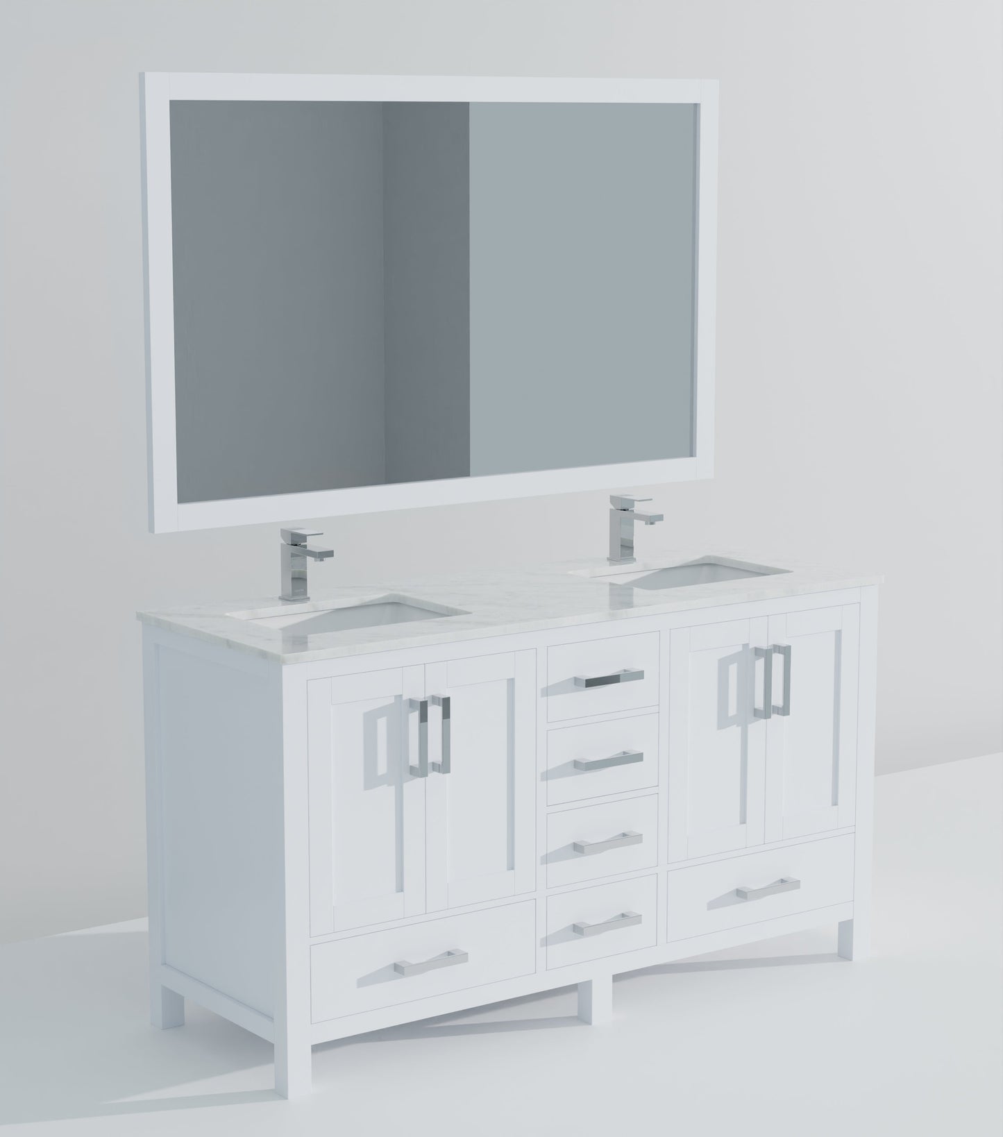 Jacques 60 in. W x 22 in. D White Double Bath Vanity