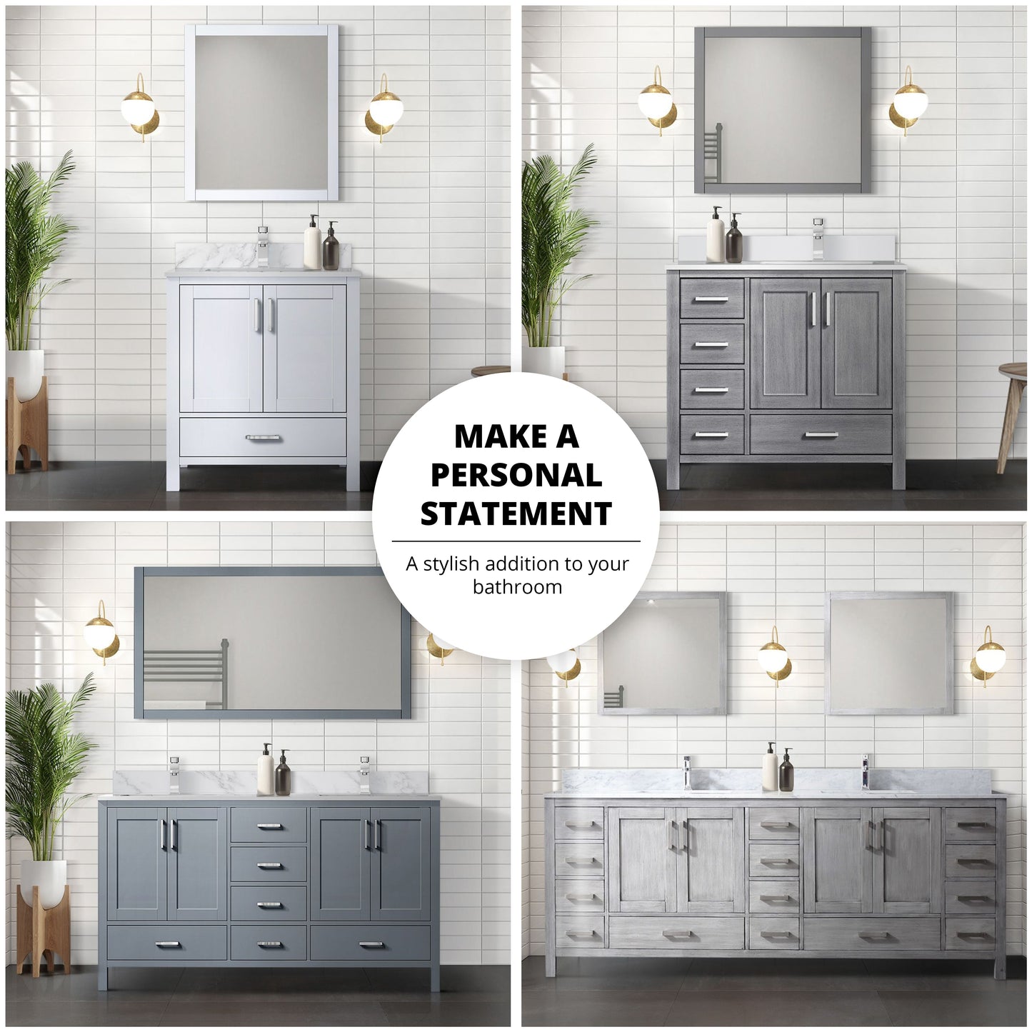 Jacques 60 in. W x 22 in. D White Double Bath Vanity