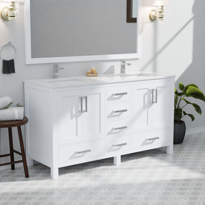 Jacques 60 in. W x 22 in. D White Double Bath Vanity