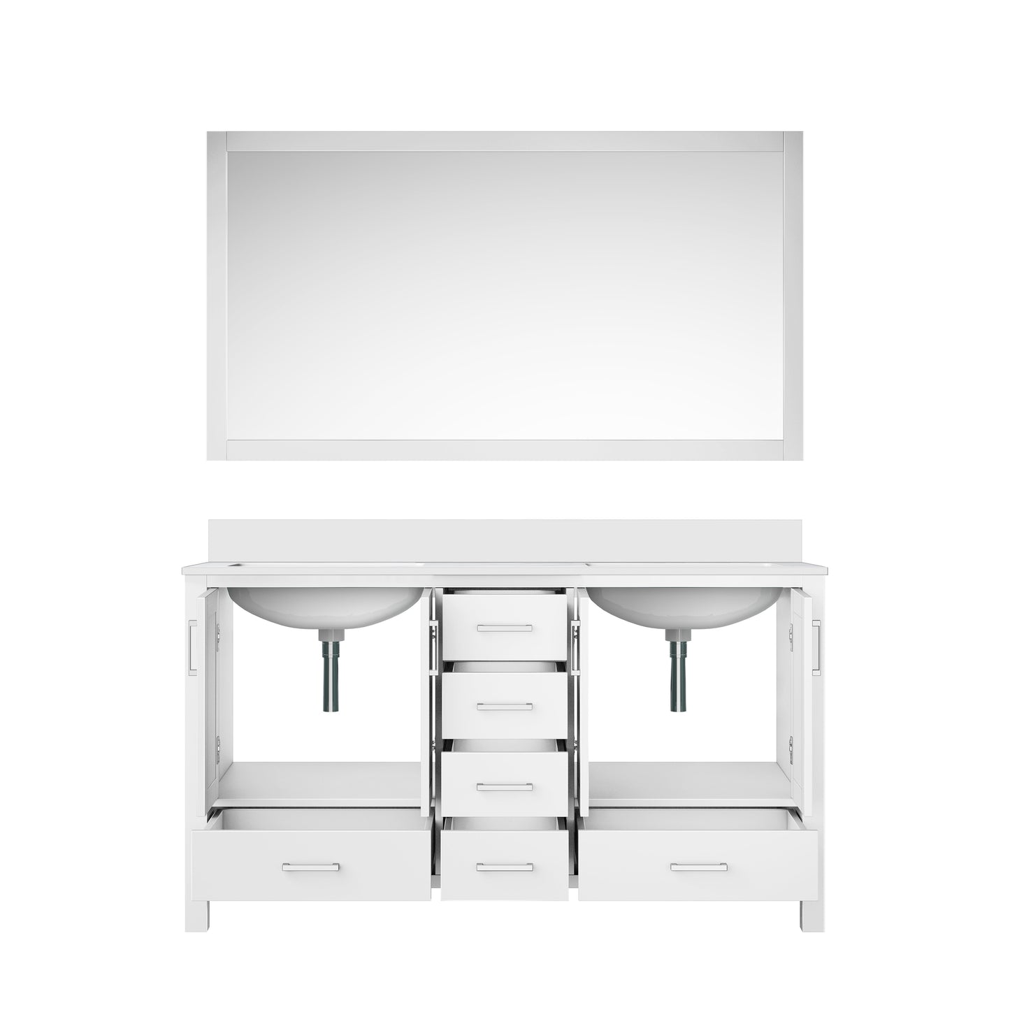 Jacques 60 in. W x 22 in. D White Double Bath Vanity