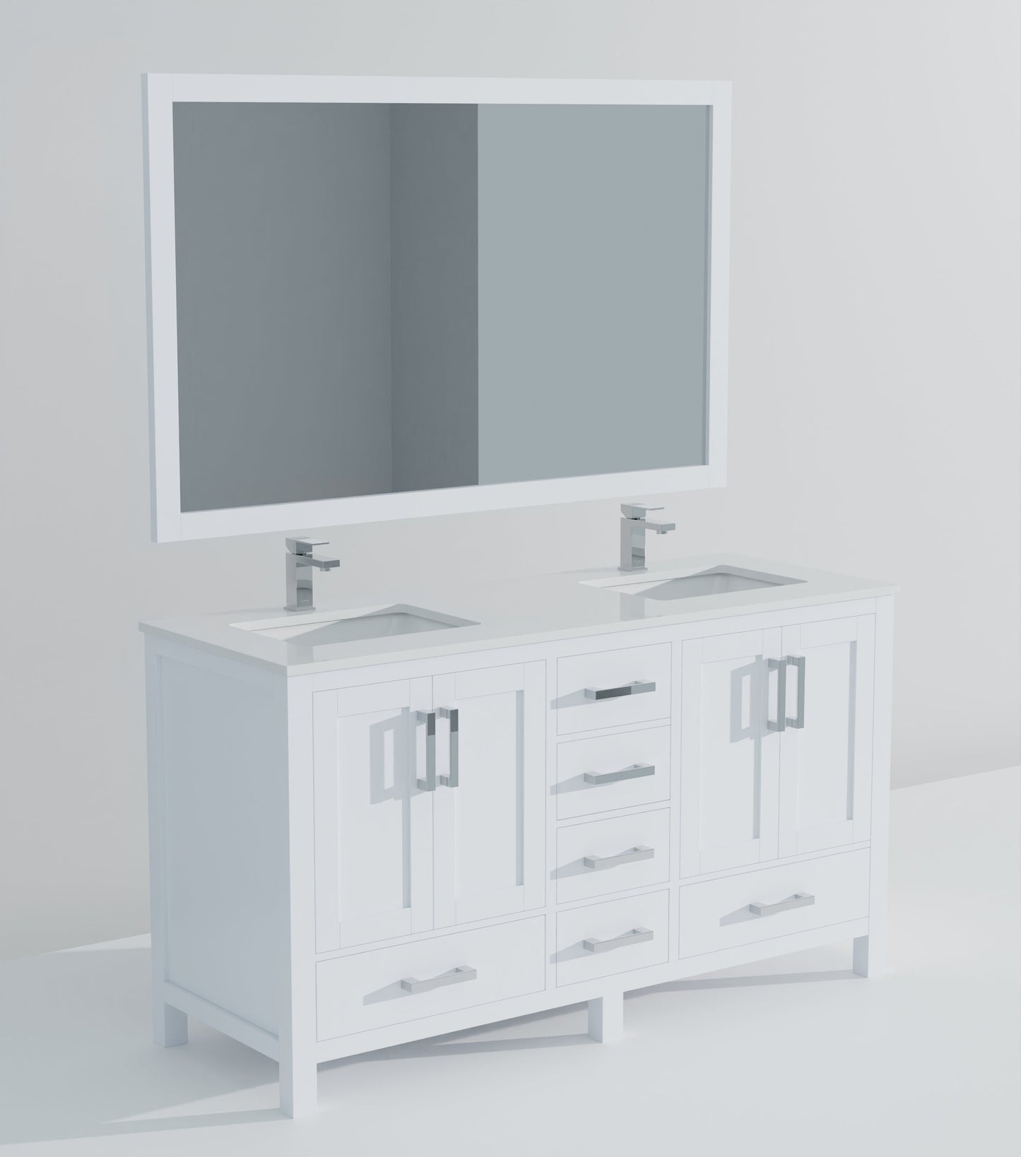 Jacques 60 in. W x 22 in. D White Double Bath Vanity