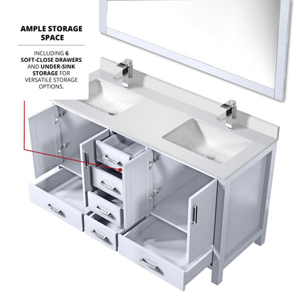 Jacques 60 in. W x 22 in. D White Double Bath Vanity