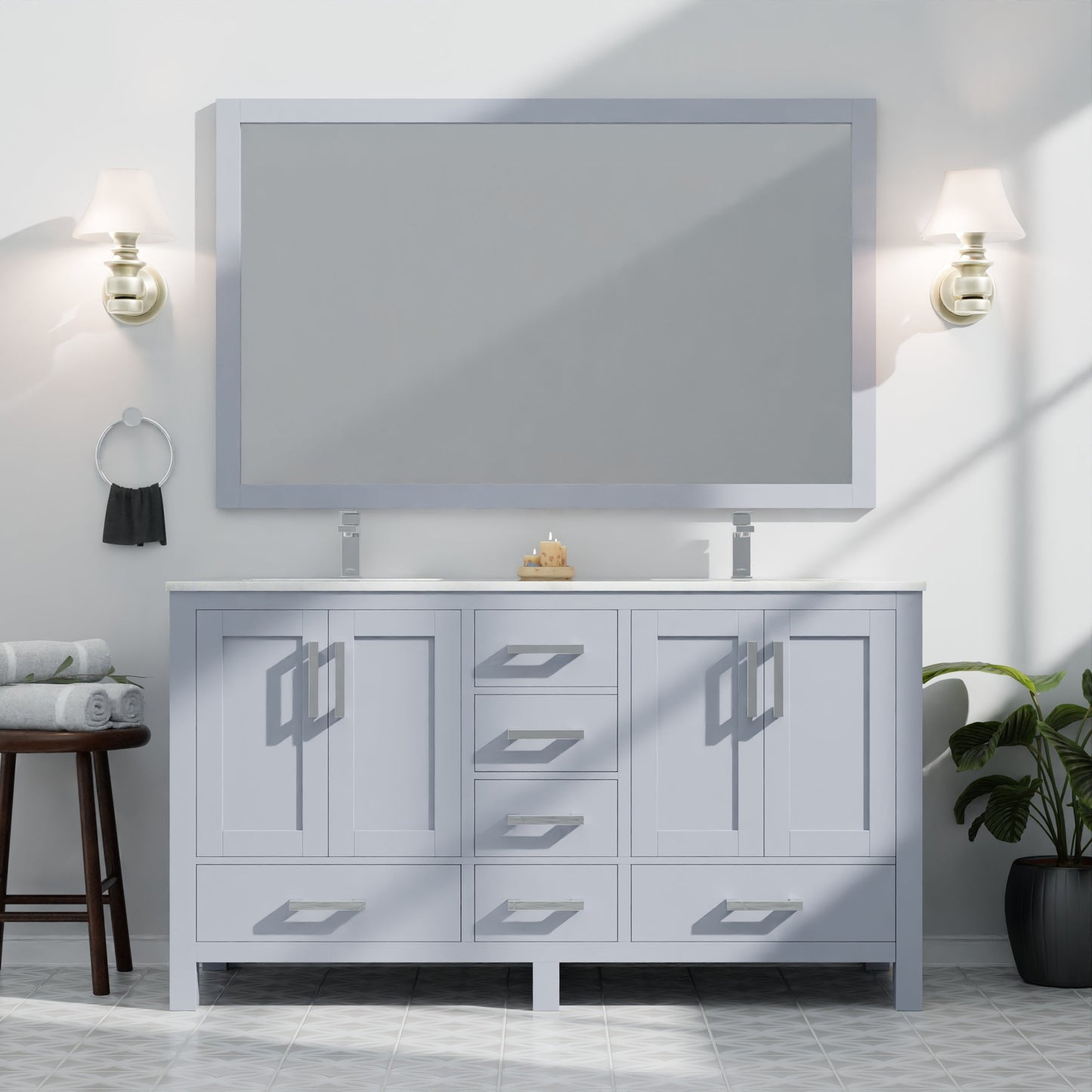 Jacques 60 in. W x 22 in. D Dark Grey Double Bath Vanity