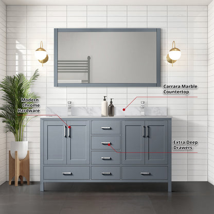 Jacques 60 in. W x 22 in. D Dark Grey Double Bath Vanity