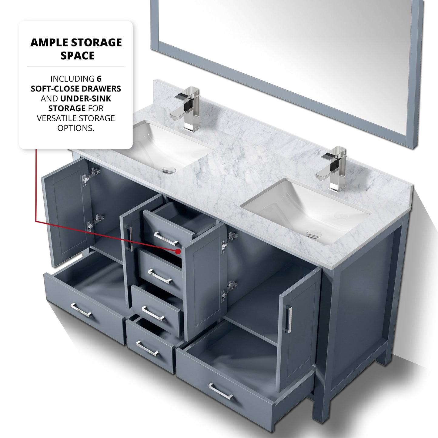 Jacques 60 in. W x 22 in. D Dark Grey Double Bath Vanity