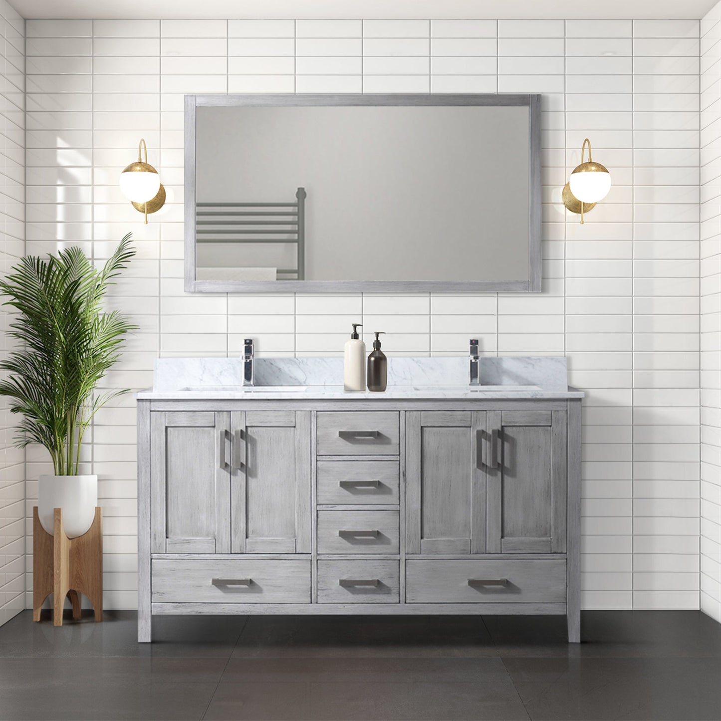 Jacques 60 in. W x 22 in. D Distressed Grey Double Bath Vanity