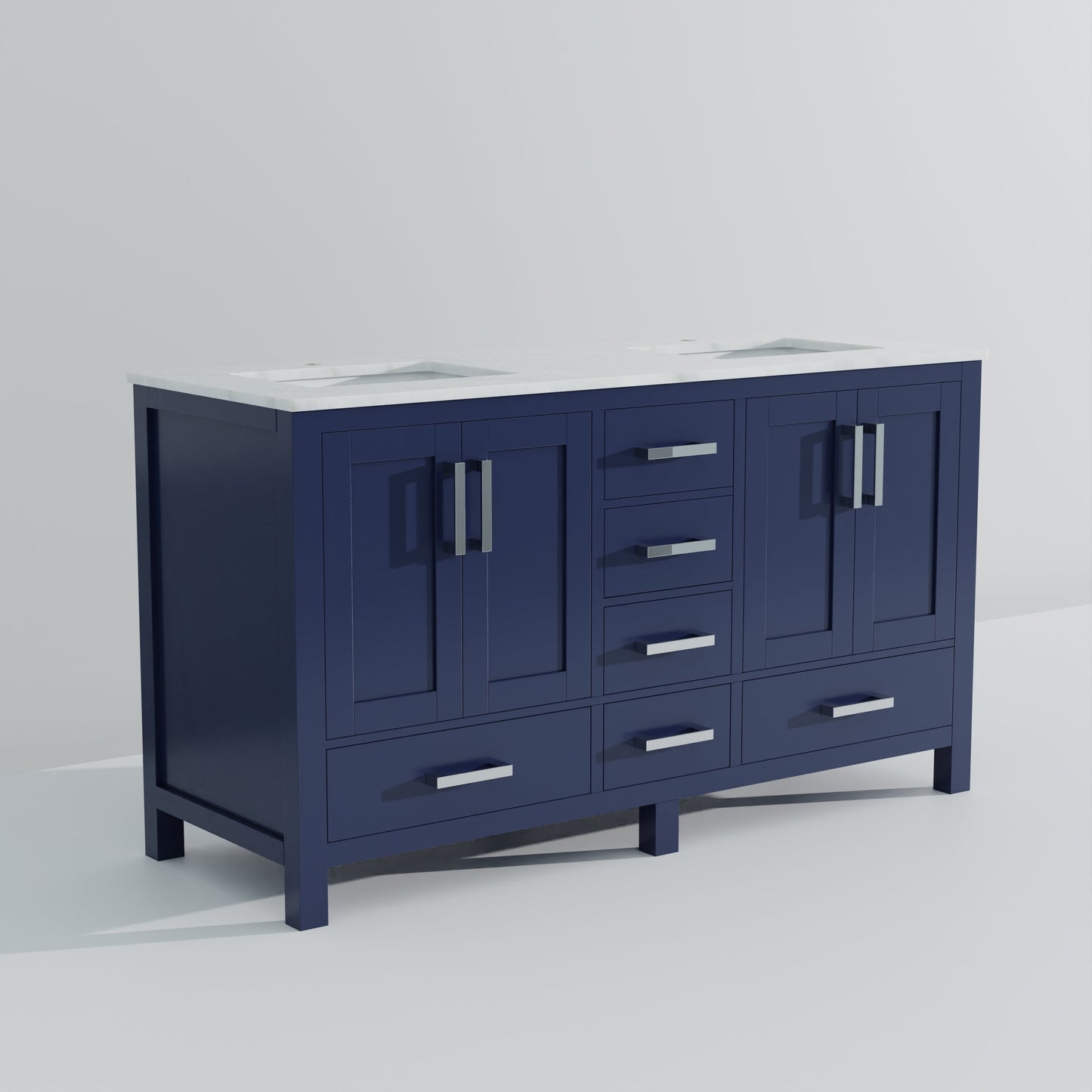 Jacques 60 in. W x 22 in. D Navy Blue Double Bath Vanity