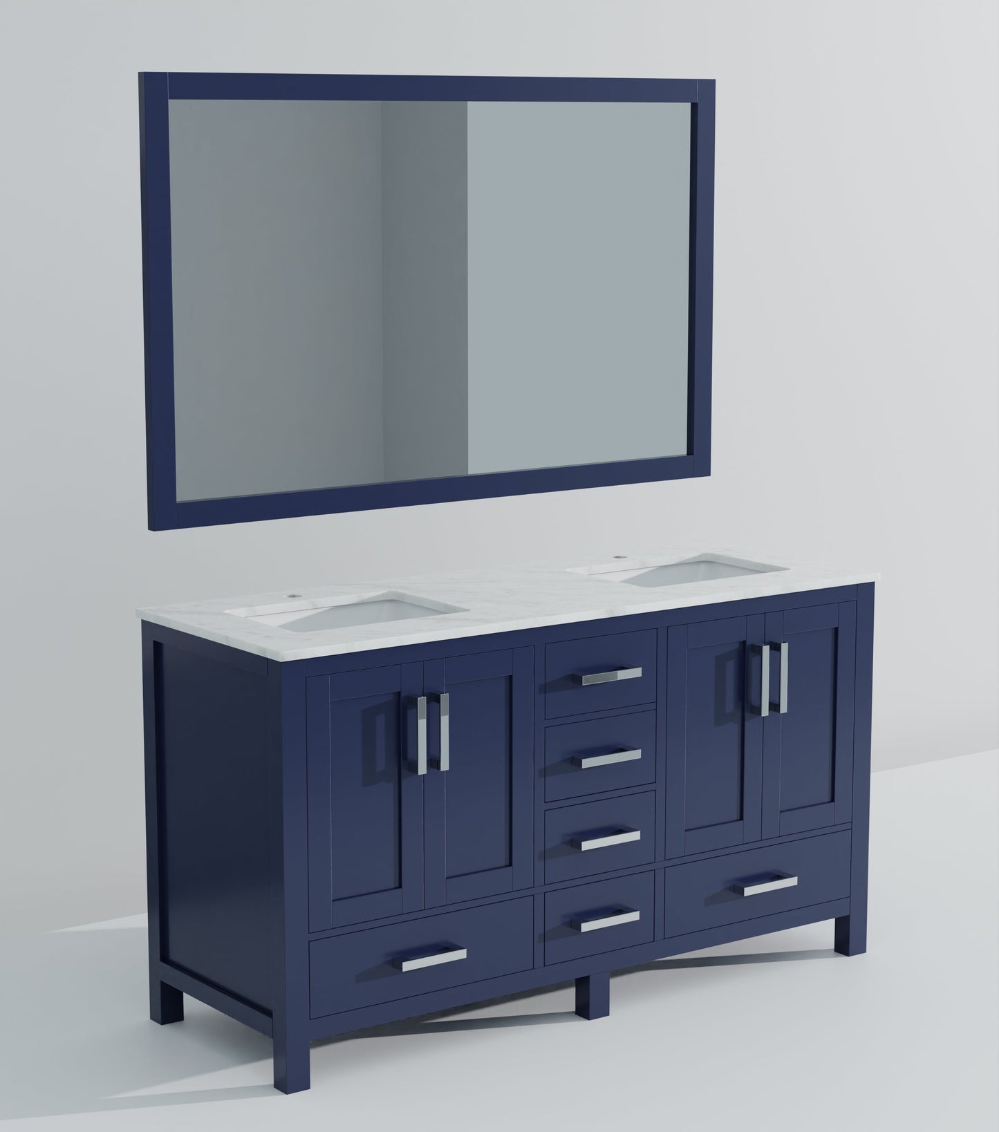 Jacques 60 in. W x 22 in. D Navy Blue Double Bath Vanity