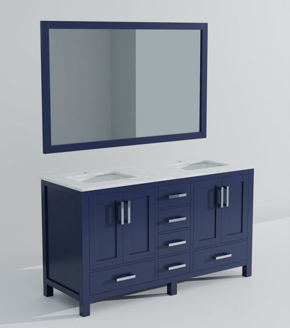 Jacques 60 in. W x 22 in. D Navy Blue Double Bath Vanity