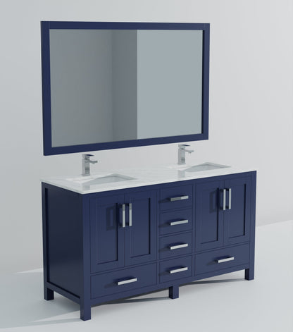 Jacques 60 in. W x 22 in. D Navy Blue Double Bath Vanity