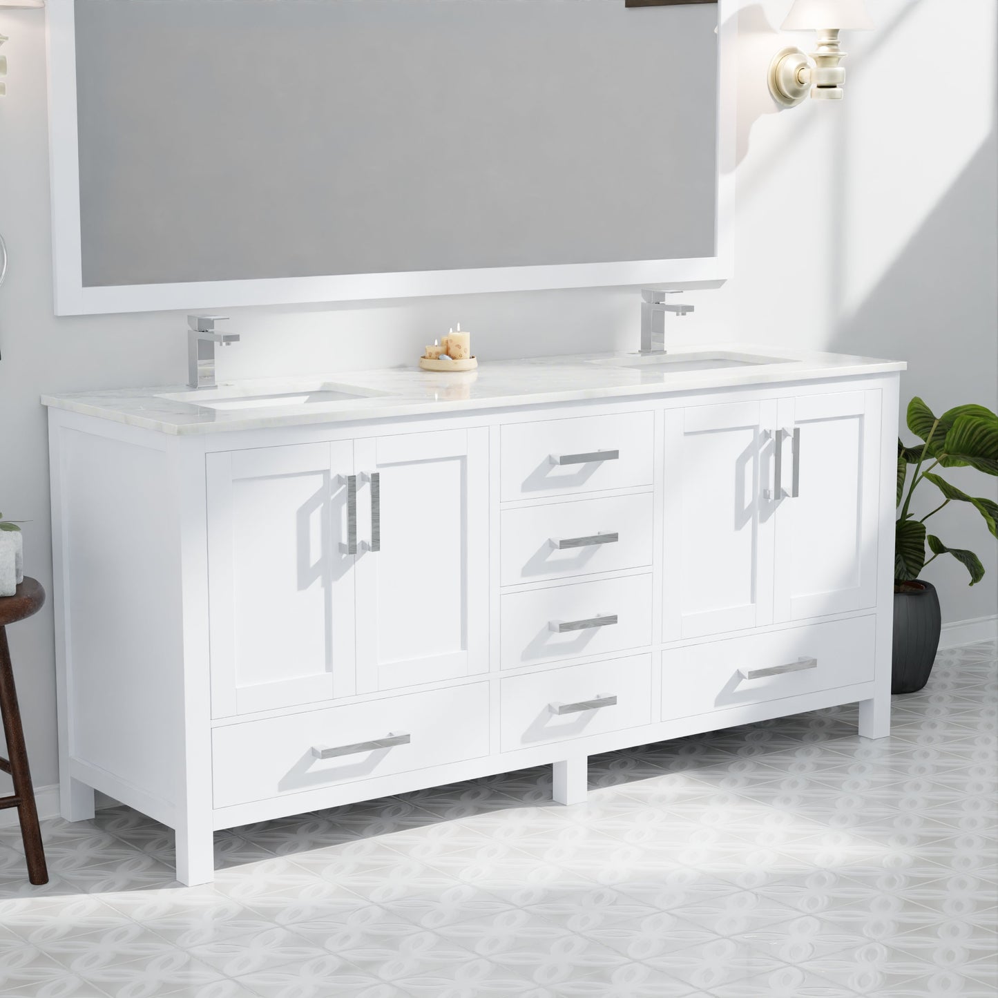 Jacques 72 in. W x 22 in. D White Double Bath Vanity