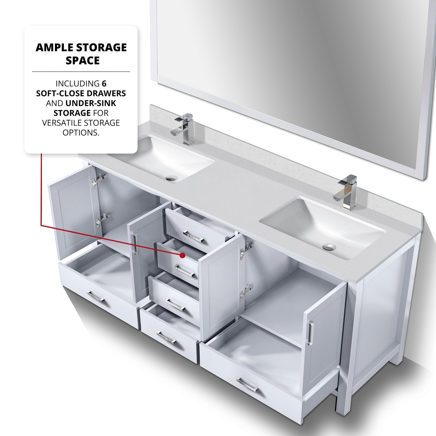 Jacques 72 in. W x 22 in. D White Double Bath Vanity