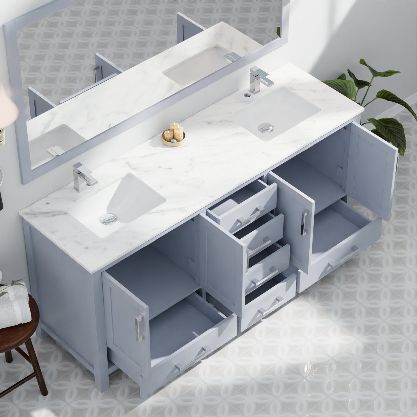 Jacques 72 in. W x 22 in. D Dark Grey Double Bath Vanity