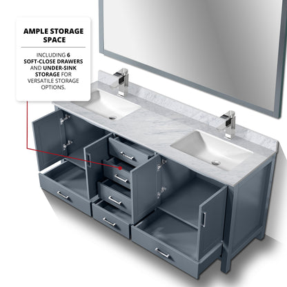 Jacques 72 in. W x 22 in. D Dark Grey Double Bath Vanity
