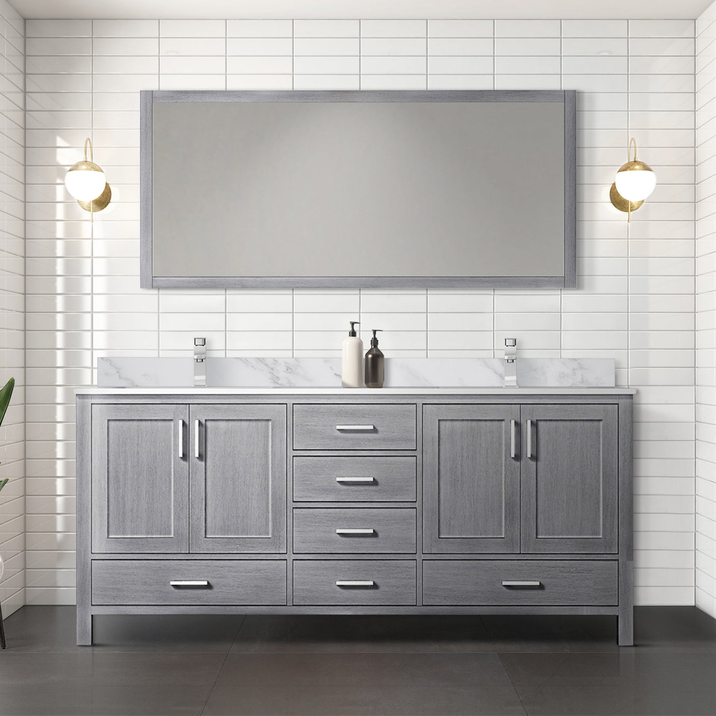 Jacques 72 in. W x 22 in. D Distressed Grey Double Bath Vanity
