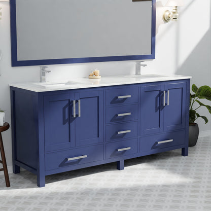 Jacques 72 in. W x 22 in. D Navy Blue Double Bath Vanity