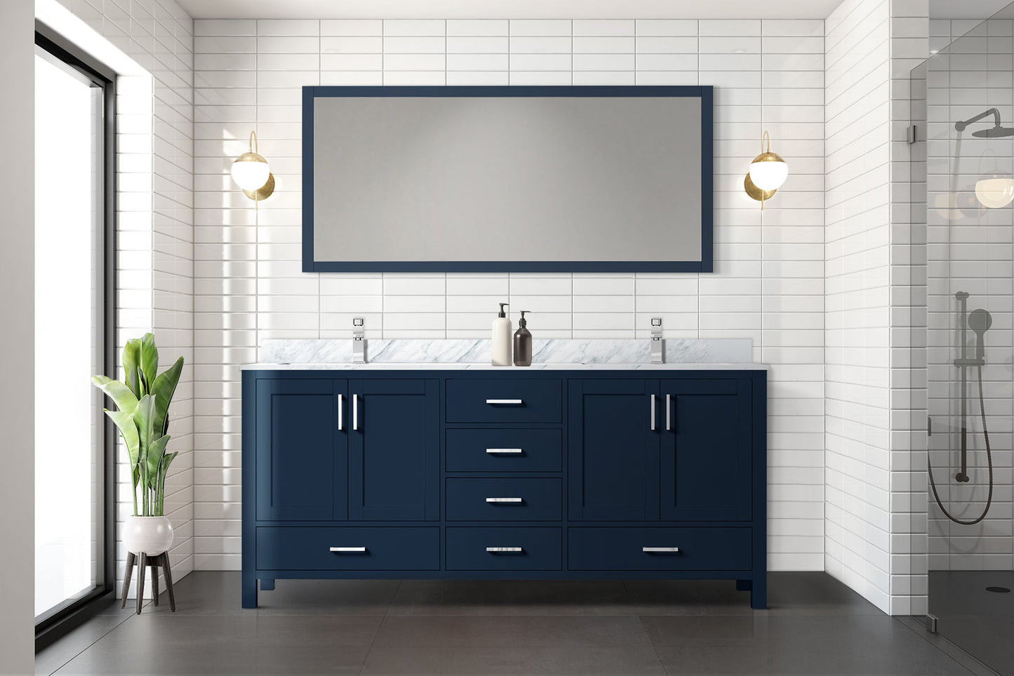 Jacques 72 in. W x 22 in. D Navy Blue Double Bath Vanity