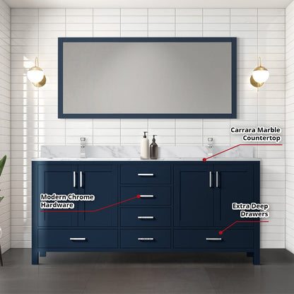 Jacques 72 in. W x 22 in. D Navy Blue Double Bath Vanity