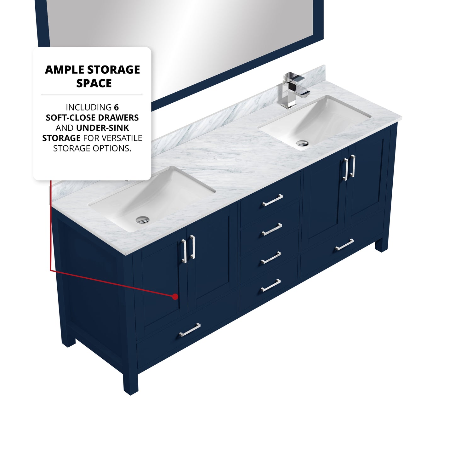 Jacques 72 in. W x 22 in. D Navy Blue Double Bath Vanity