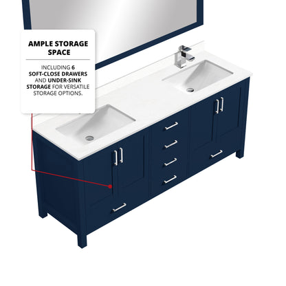 Jacques 72 in. W x 22 in. D Navy Blue Double Bath Vanity