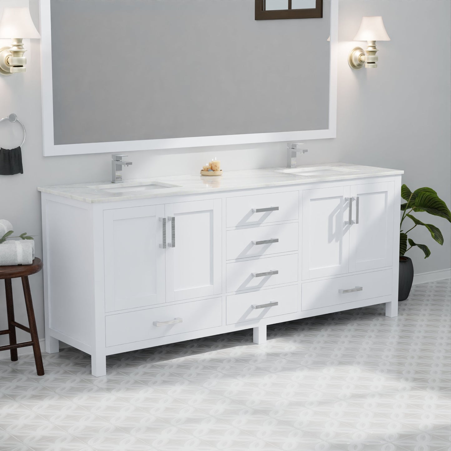 Jacques 80 in. W x 22 in. D White Double Bath Vanity