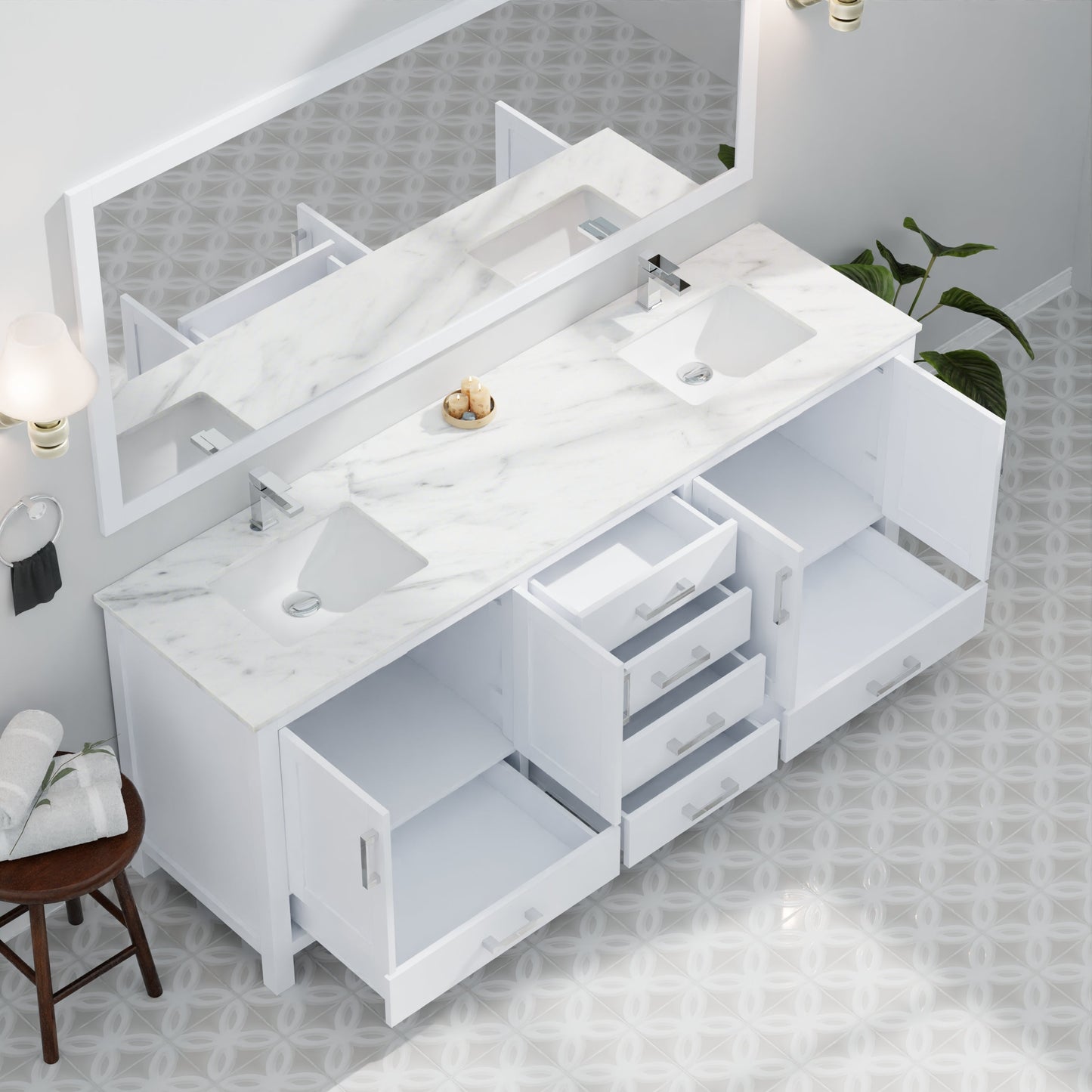Jacques 80 in. W x 22 in. D White Double Bath Vanity