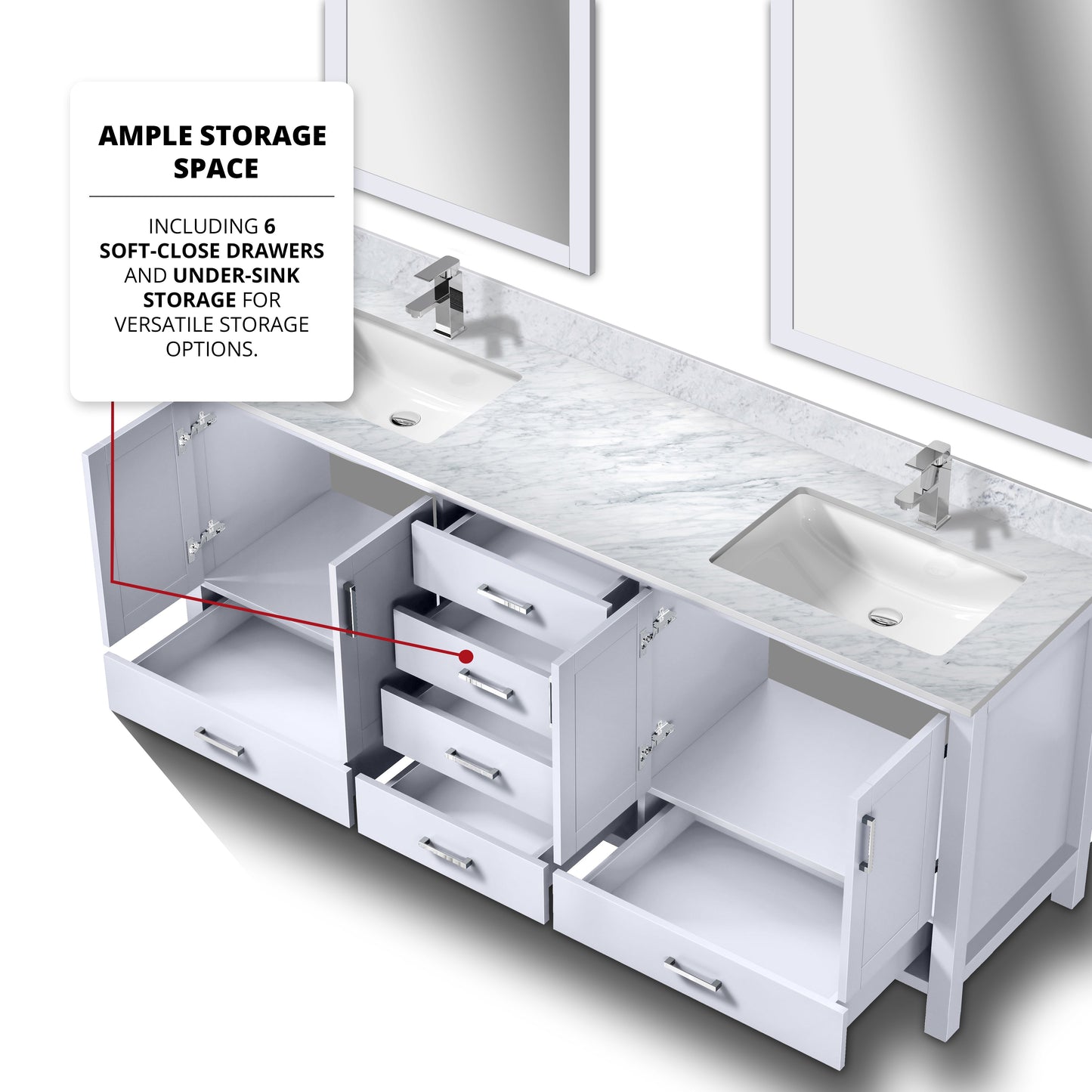Jacques 80 in. W x 22 in. D White Double Bath Vanity