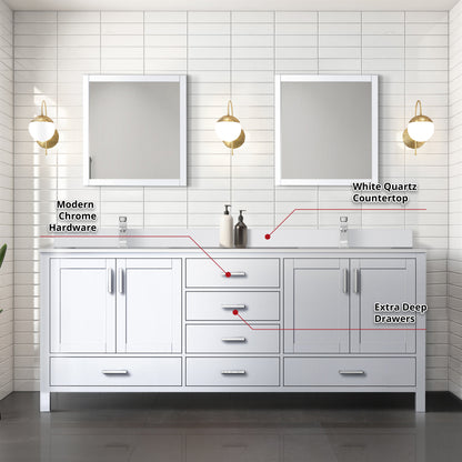 Jacques 80 in. W x 22 in. D White Double Bath Vanity