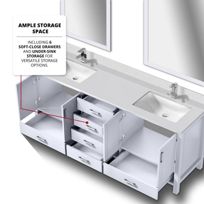 Jacques 80 in. W x 22 in. D White Double Bath Vanity