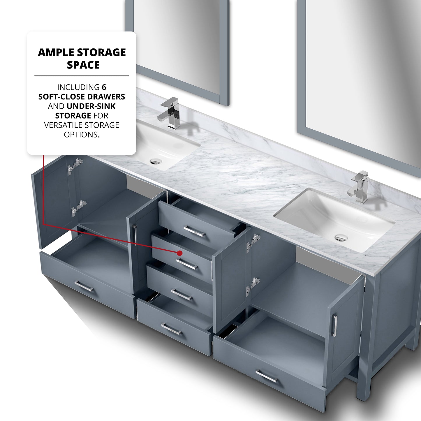 Jacques 80 in. W x 22 in. D Dark Grey Double Bath Vanity