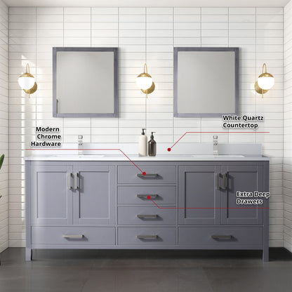 Jacques 80 in. W x 22 in. D Dark Grey Double Bath Vanity