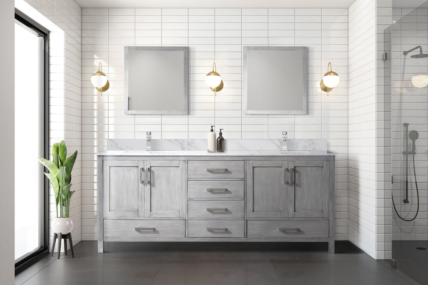 Jacques 80 in. W x 22 in. D Distressed Grey Double Bath Vanity