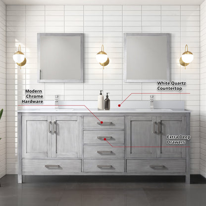 Jacques 80 in. W x 22 in. D Distressed Grey Double Bath Vanity