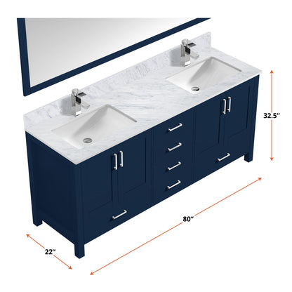 Jacques 80 in. W x 22 in. D Navy Blue Double Bath Vanity