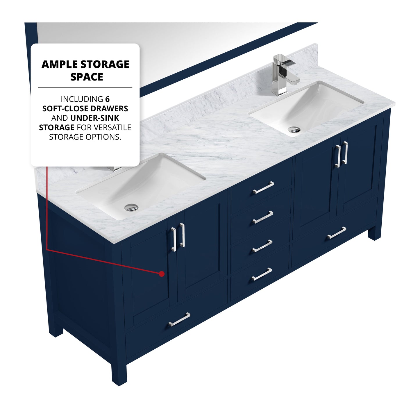 Jacques 80 in. W x 22 in. D Navy Blue Double Bath Vanity
