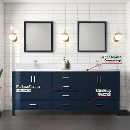 Jacques 80 in. W x 22 in. D Navy Blue Double Bath Vanity