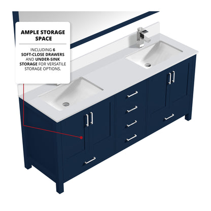 Jacques 80 in. W x 22 in. D Navy Blue Double Bath Vanity