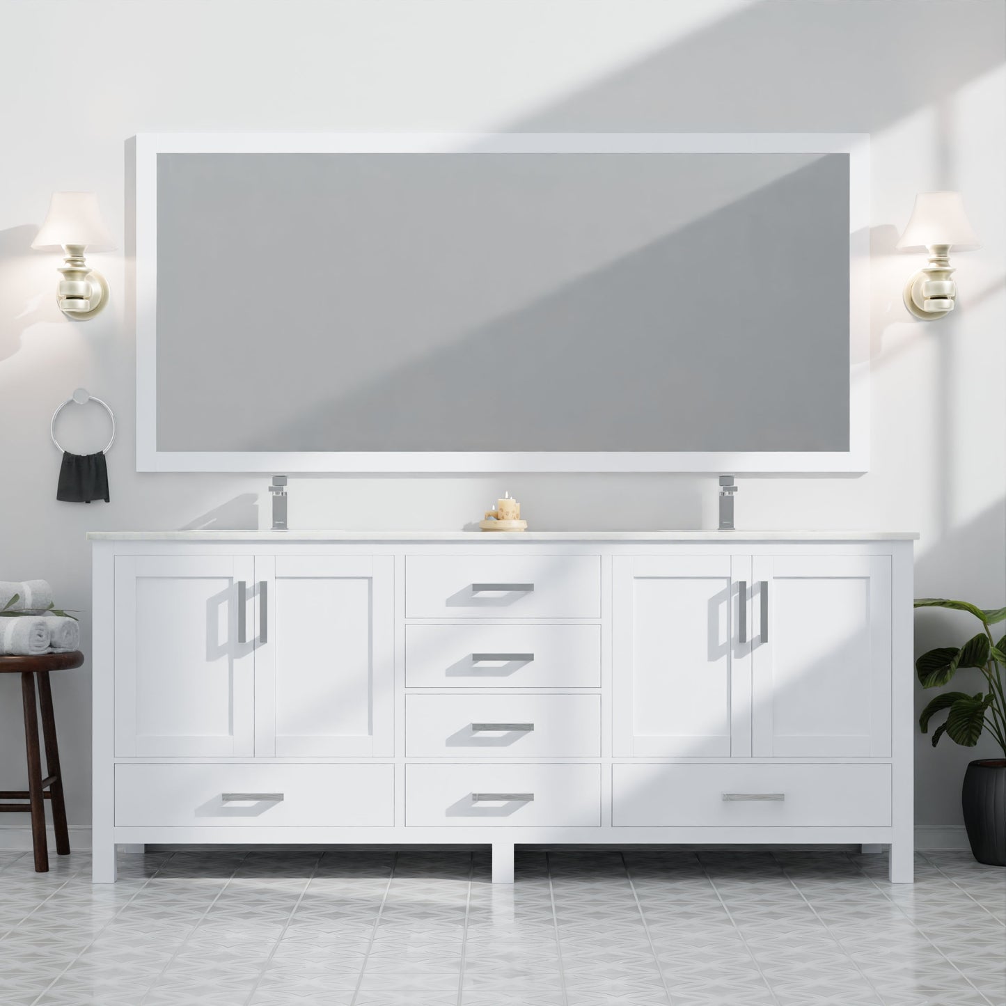Jacques 84 in. W x 22 in. D White Double Bath Vanity