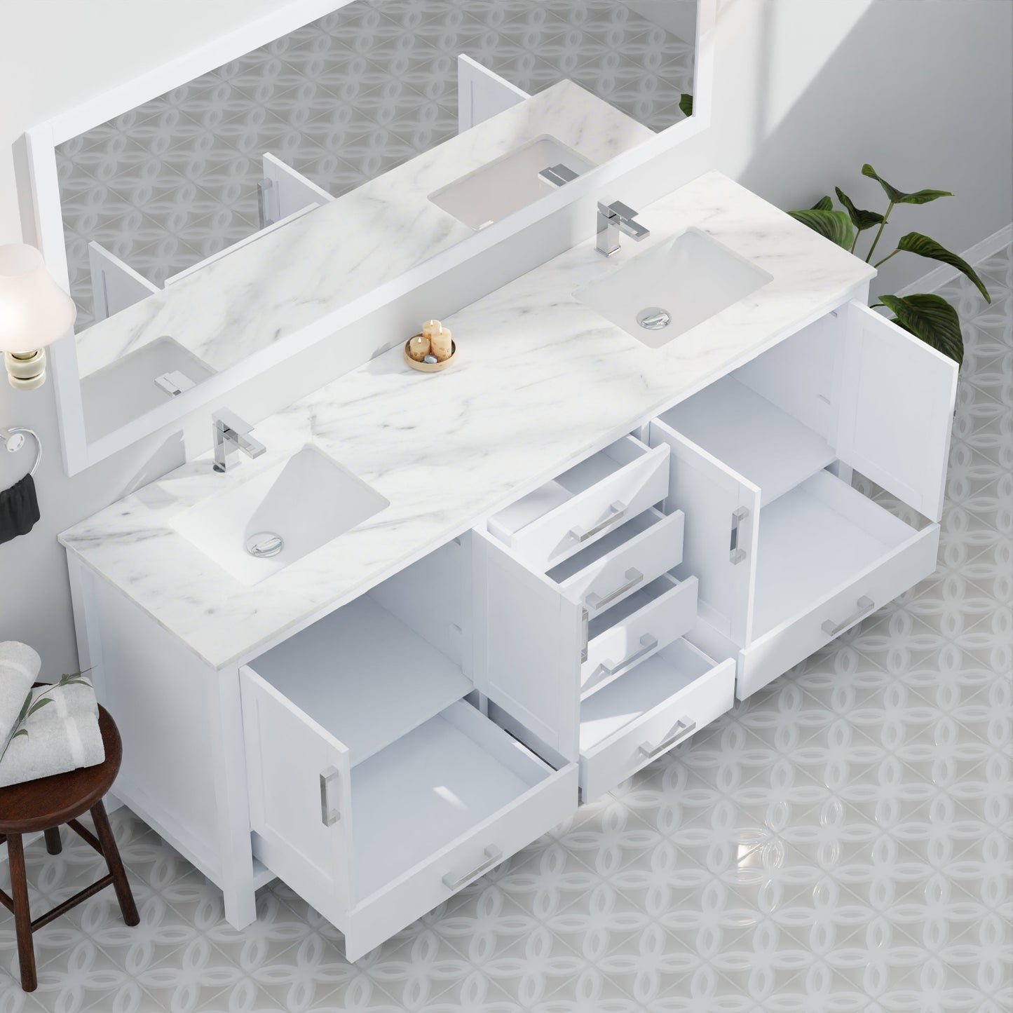 Jacques 84 in. W x 22 in. D White Double Bath Vanity