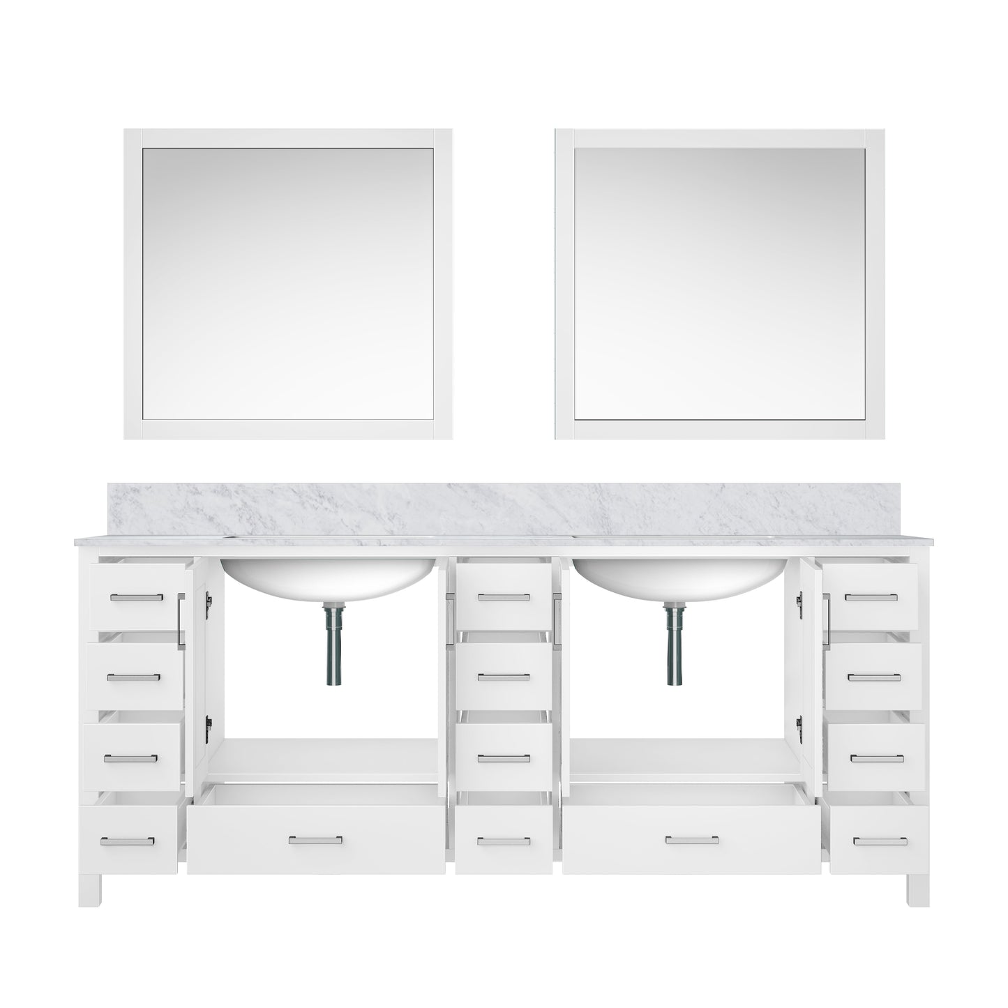 Jacques 84 in. W x 22 in. D White Double Bath Vanity