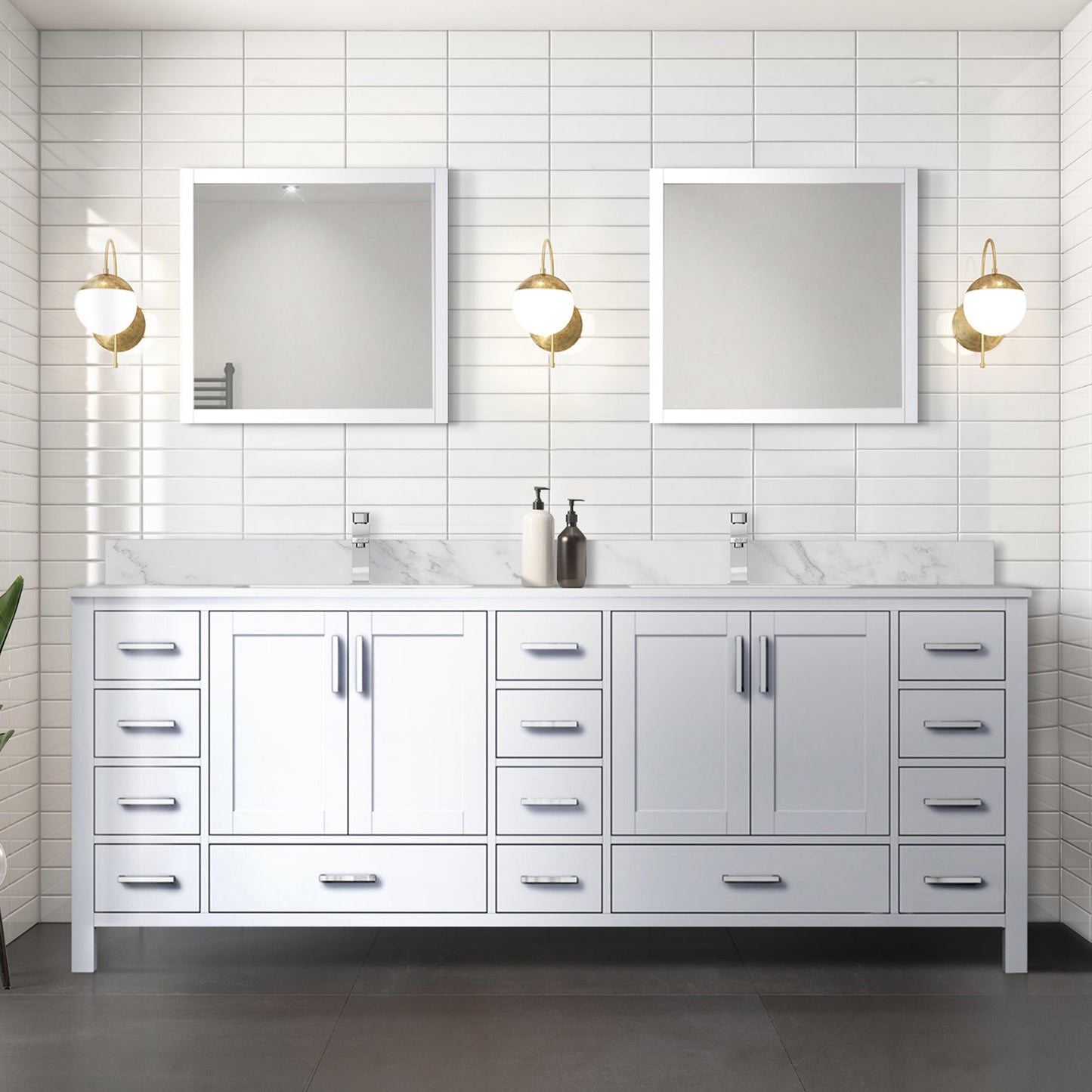 Jacques 84 in. W x 22 in. D White Double Bath Vanity