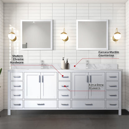 Jacques 84 in. W x 22 in. D White Double Bath Vanity