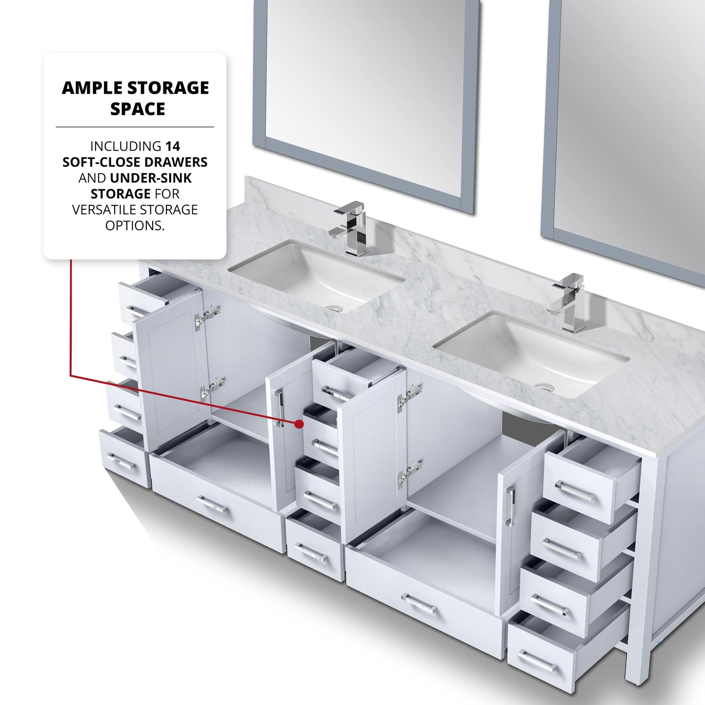 Jacques 84 in. W x 22 in. D White Double Bath Vanity