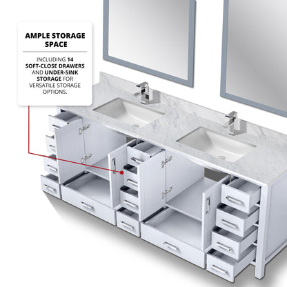 Jacques 84 in. W x 22 in. D White Double Bath Vanity