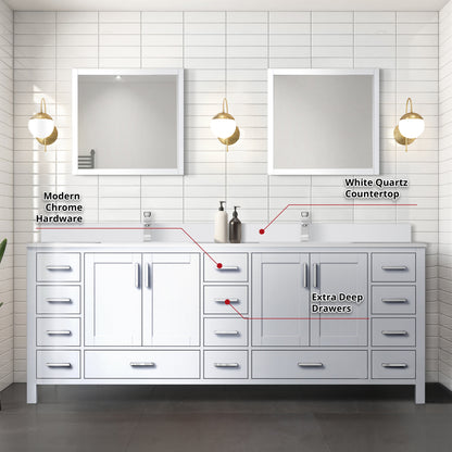 Jacques 84 in. W x 22 in. D White Double Bath Vanity