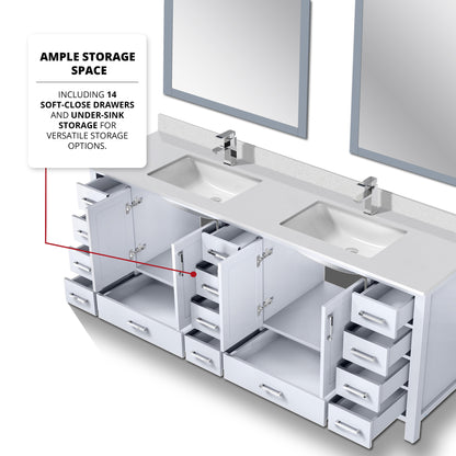 Jacques 84 in. W x 22 in. D White Double Bath Vanity