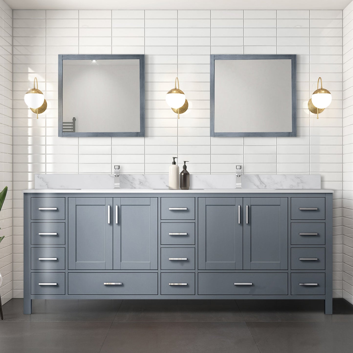Jacques 84 in. W x 22 in. D Dark Grey Double Bath Vanity
