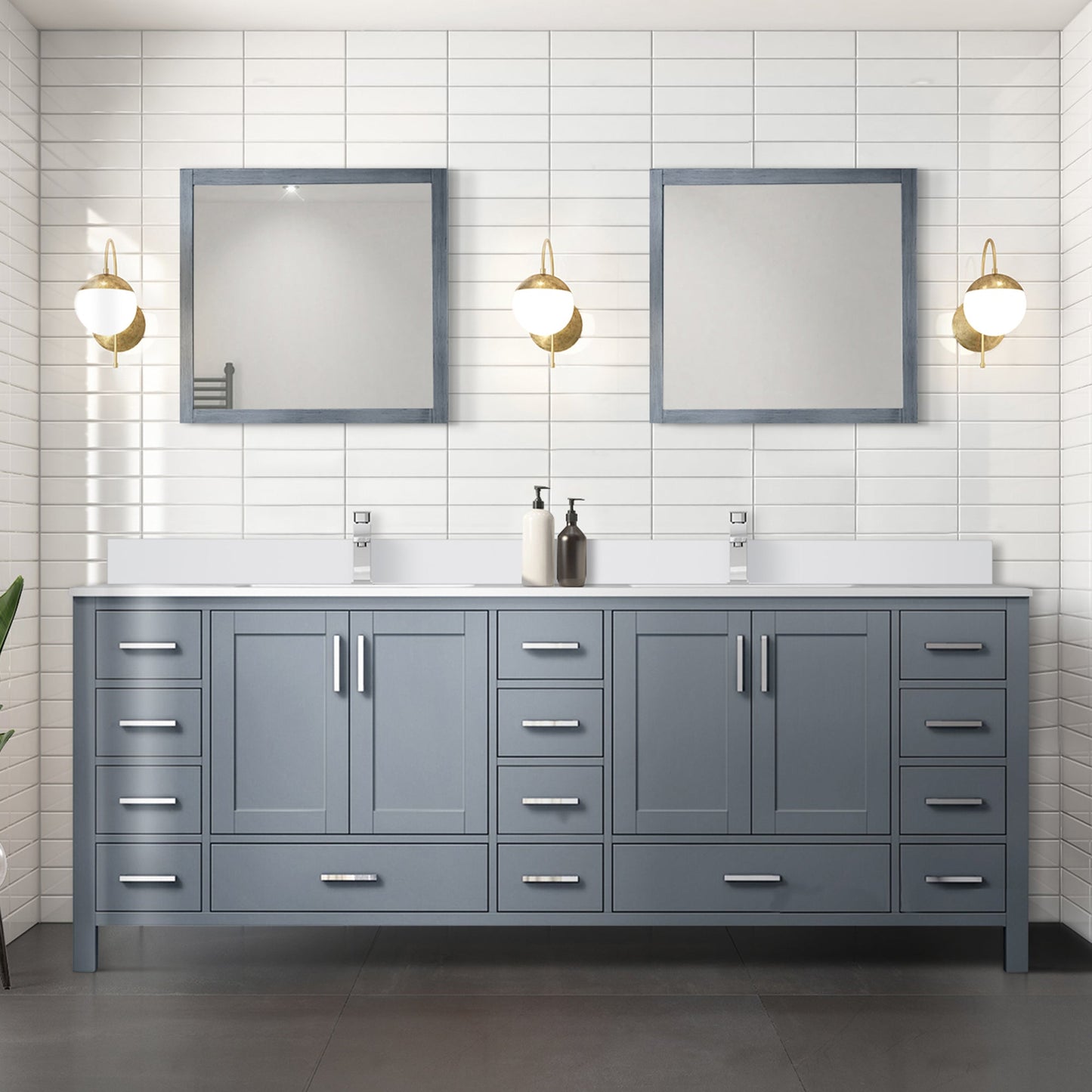 Jacques 84 in. W x 22 in. D Dark Grey Double Bath Vanity